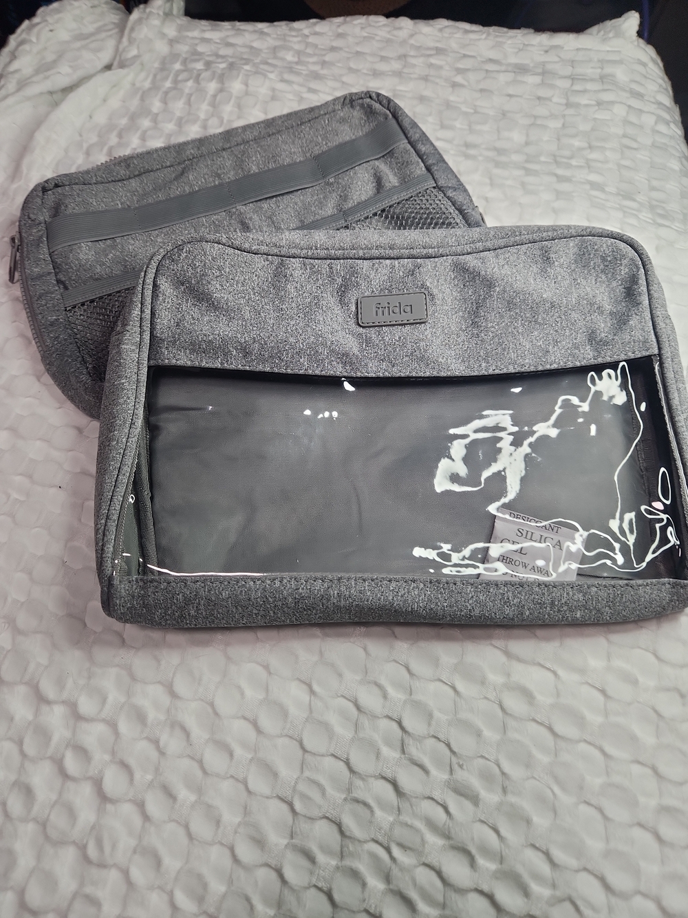 Gray Clear-Front Toiletry Bag for Moms